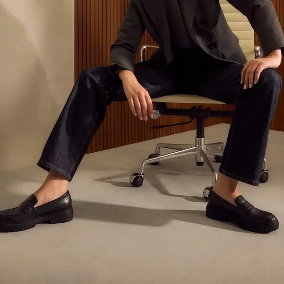 Quince Black Italian Leather Lug Sole Loafer - Picture 5 of 7